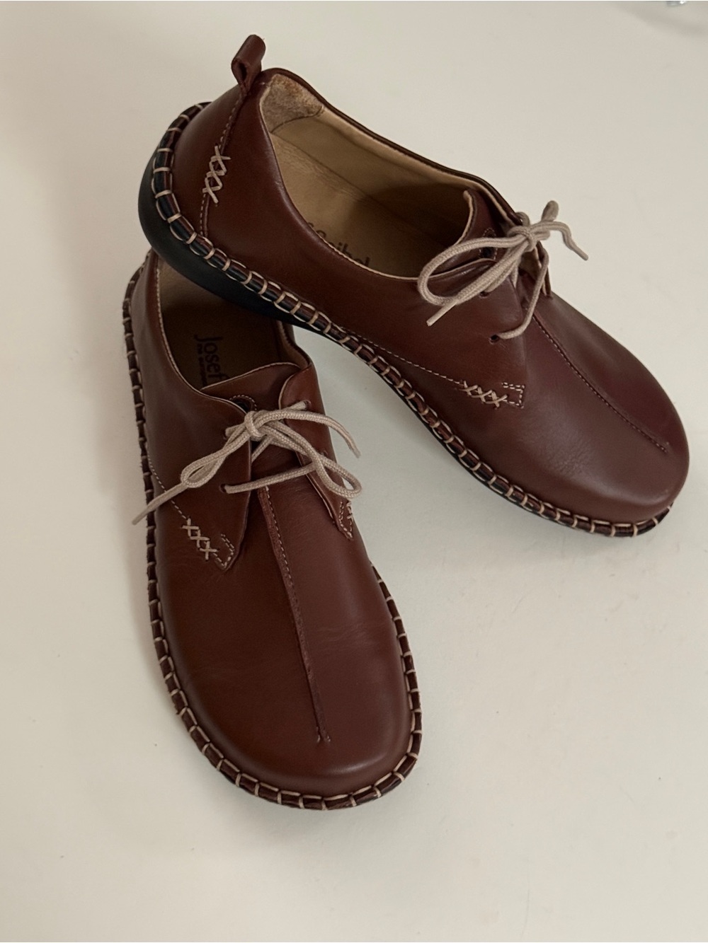 Josef Seibel Brown Leather Lace-Up Casual Comfort Derby size 37